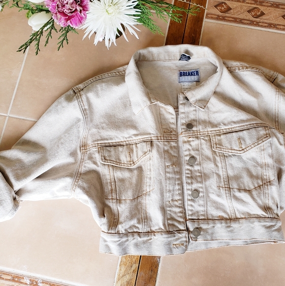 Vintage Cropped white jean Jacket - Picture 1 of 4